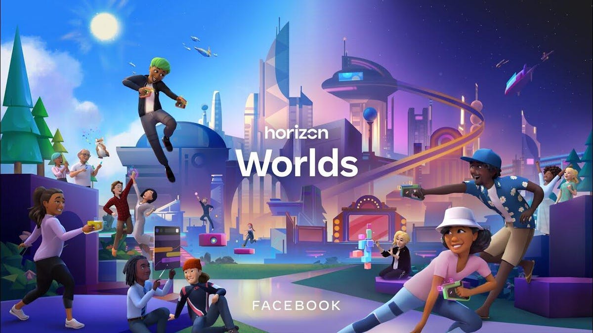 Promo art for Meta's Horizon Worlds VR app.