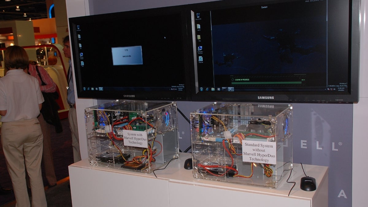 Marvell displays a demo of the HyperDuo storage solution at CES 2011.