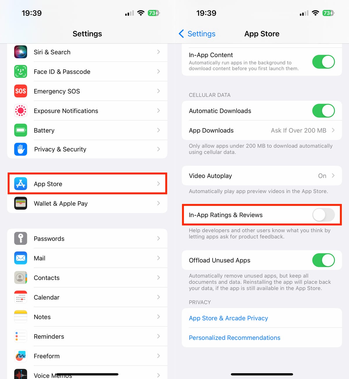 Setting to disable in-app ratings and reviews on iOS
