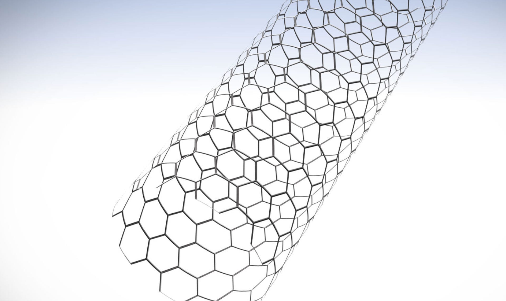 A carbon nanotube (CNT) is a lattice of carbon atoms rolled into a cylindrical shape. Each one is about 10 billionths of a meter wide -- about 10,000 times thinner than a human hair.