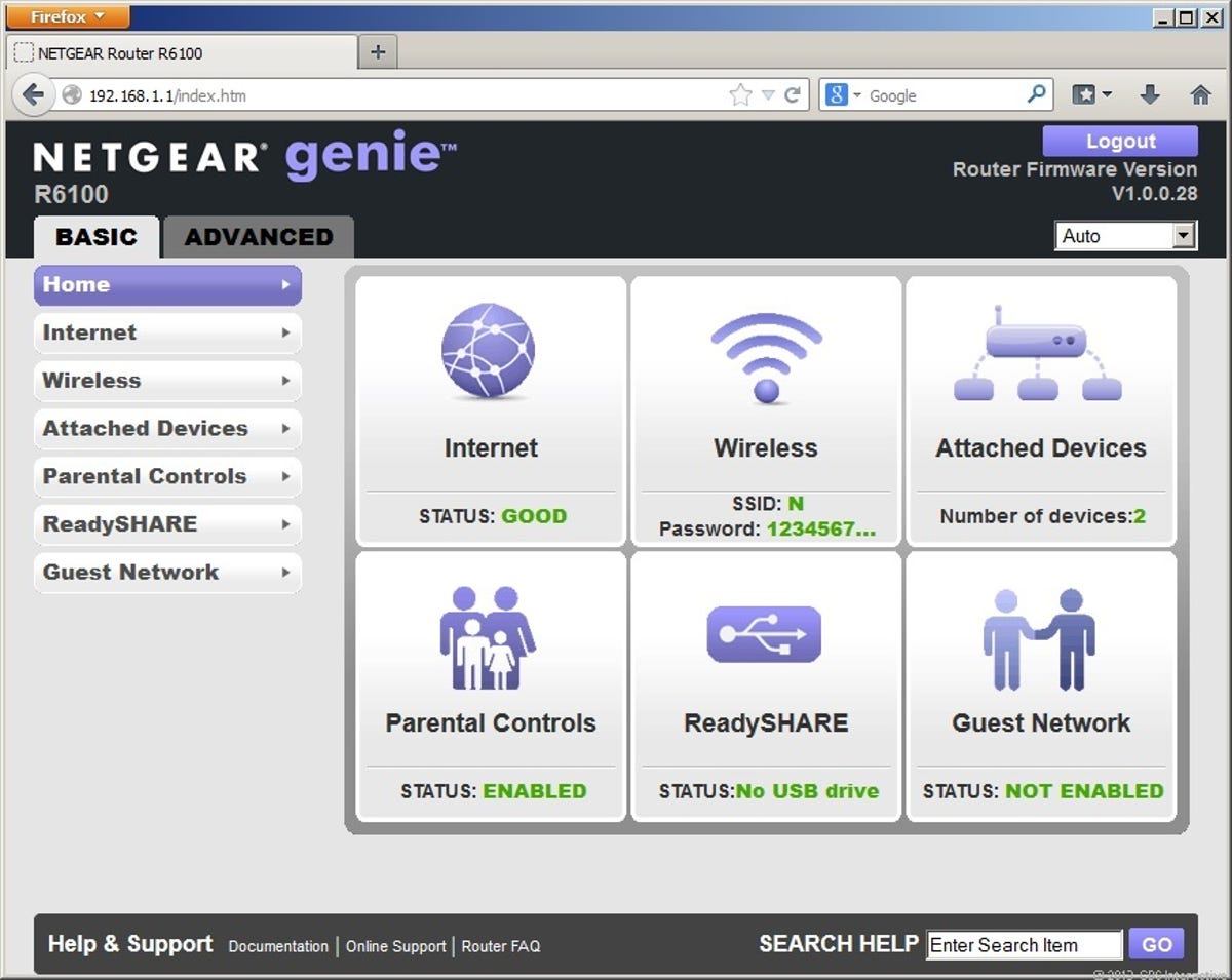 The Netgear R6100's Web interface is well-organized and easy to use.