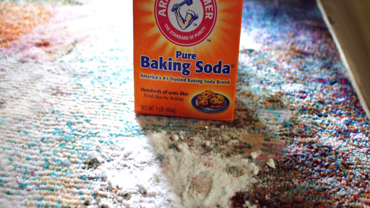 baking soda on a carpet