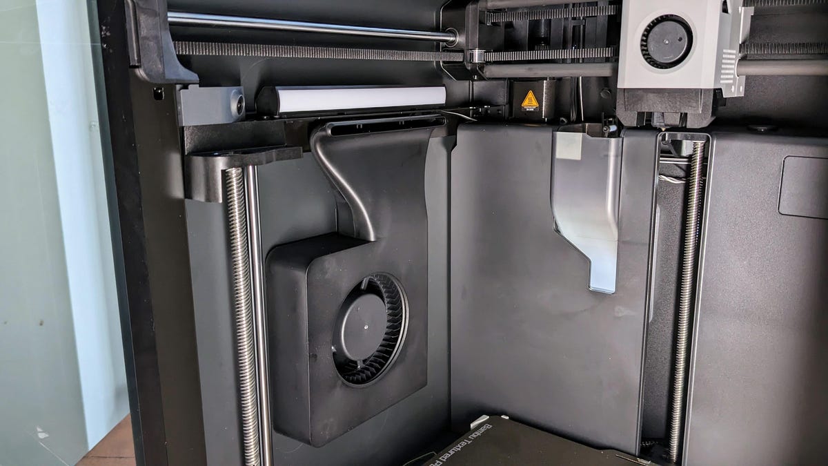 The inside of the P1S 3D printer