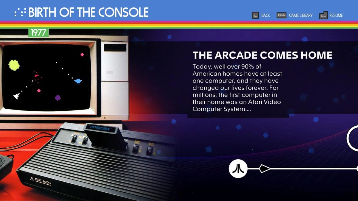 Menu from Atari 50, showing the Atari 2600