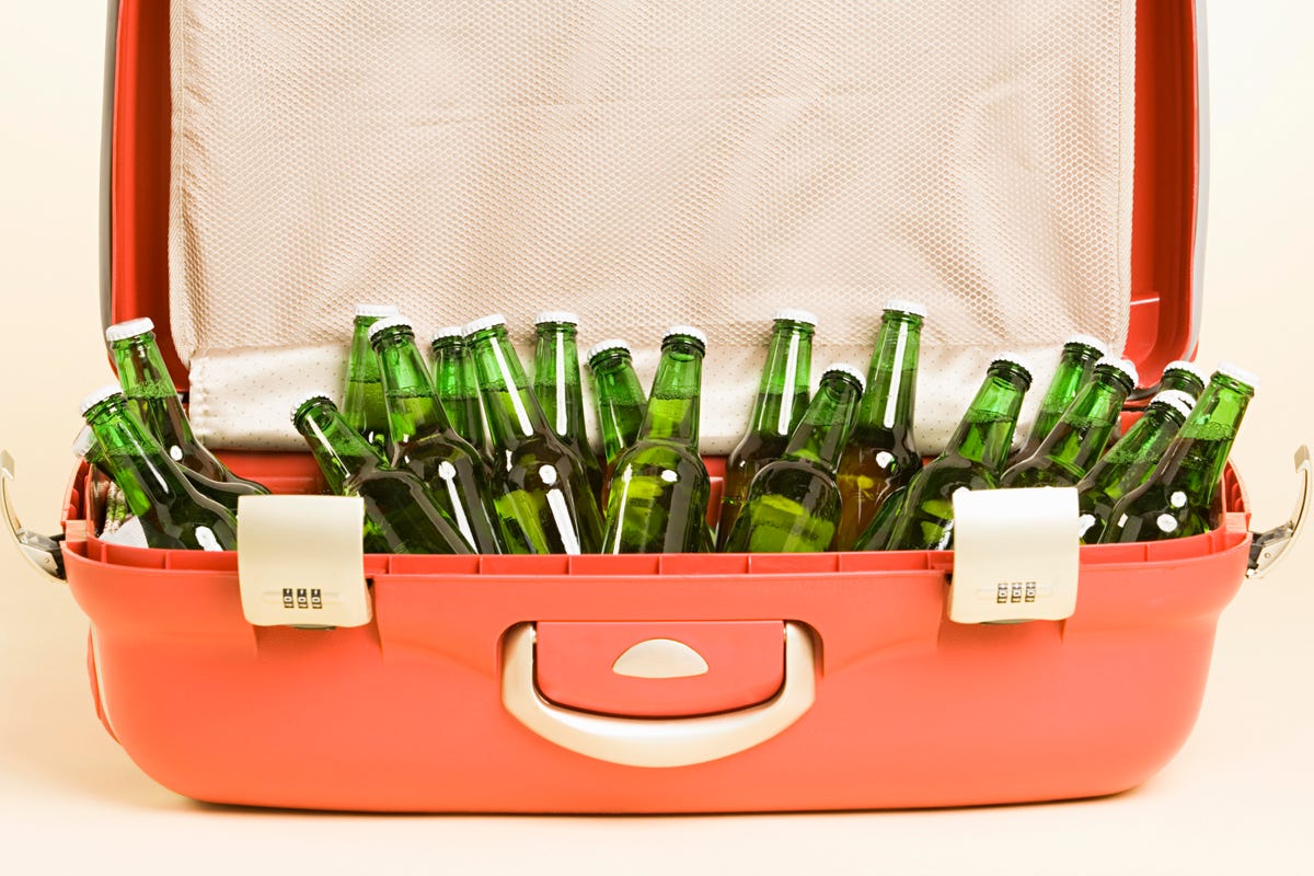 Bottles of beer in a suitcase