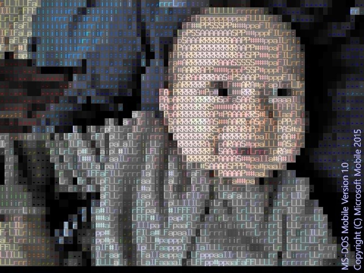 Microsoft's MS-DOS Mobile joke app for April Fools' Day comes with a camera app that takes photos in ASCII-art style.