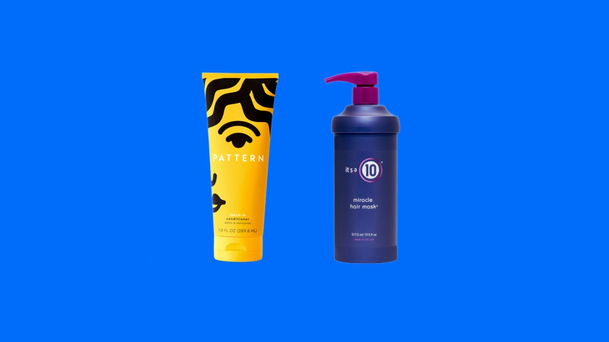 A yellow bottle and blue bottle of shampoo on a blue background