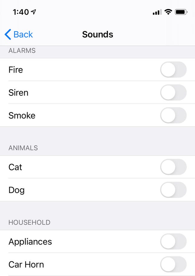 iOS 14 sound recognition setup