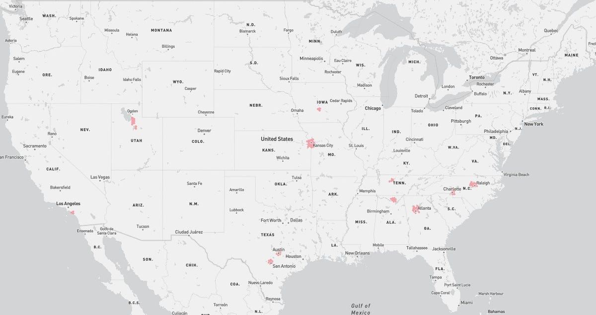 FCC map of Google Fiber coverage nationwide