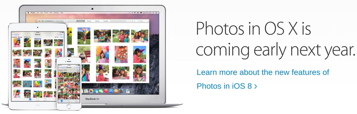 Apple's new Photos app promises backup and sync across devices.