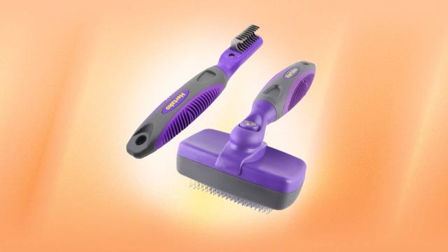 Hertzko bet grooming devices are displayed against an orange background.