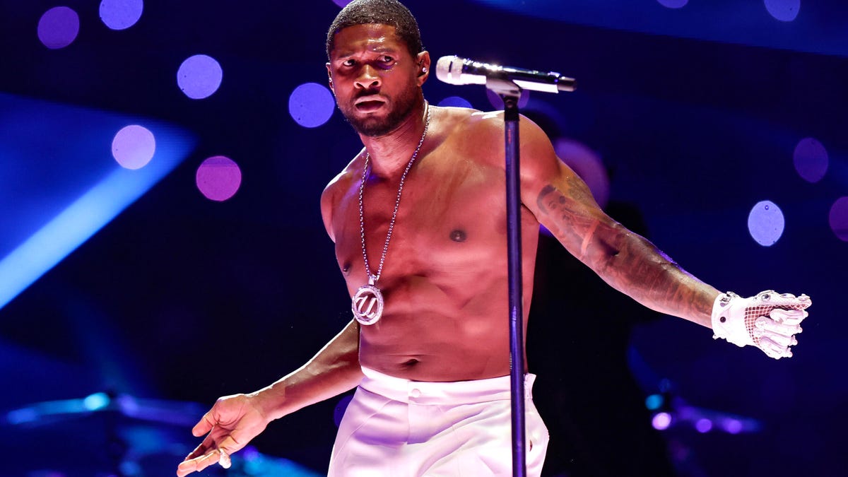 Usher performing during the halftime show