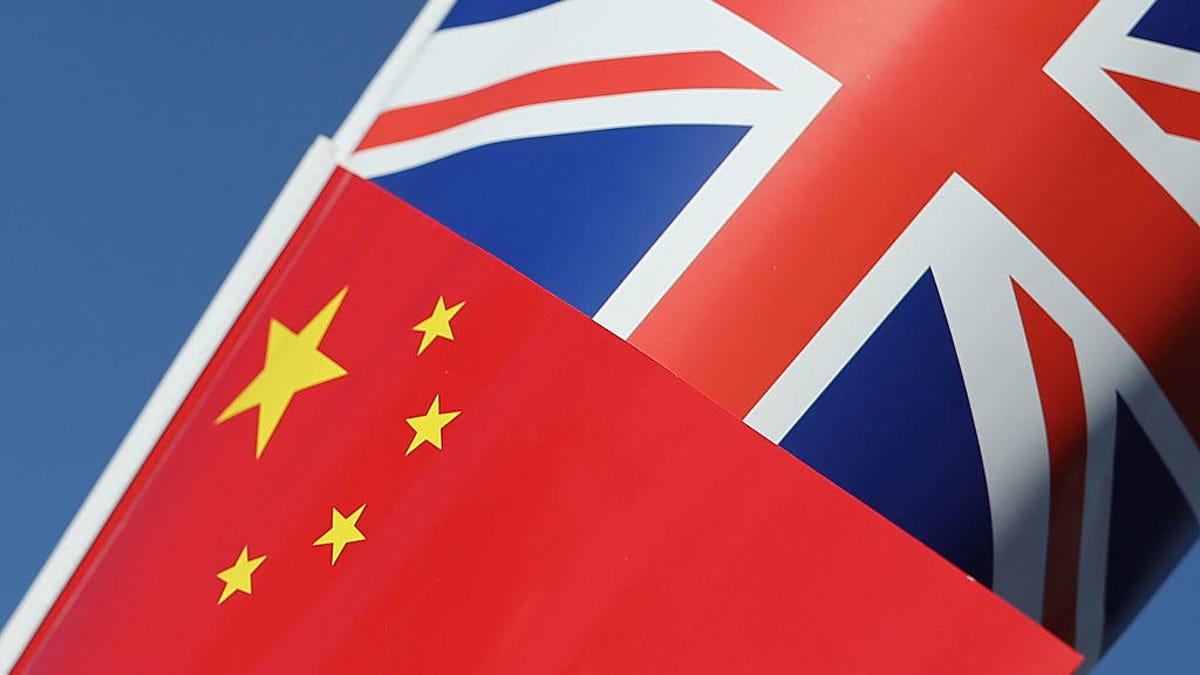 The flags of China and the UK