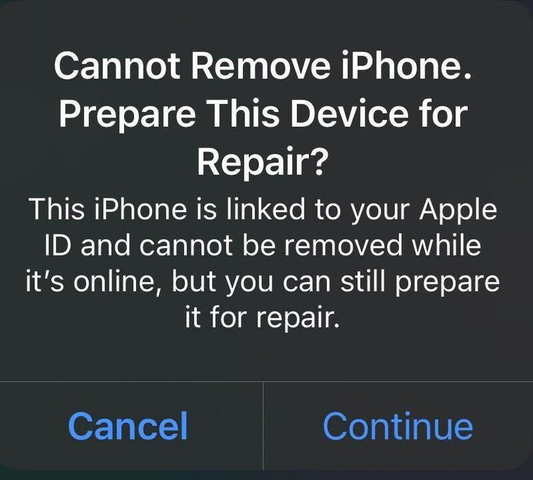 New menu in Find My that lets you place your iPhone in Repair State