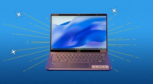 Acer Chromebook Spin 714 on a blue background