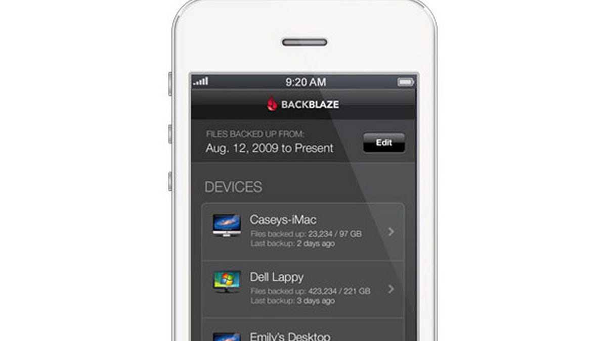 Backblaze&apos;s iOS app gives access to an account holder&apos;s backed-up PC files.