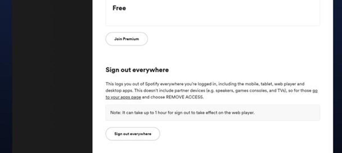 Spotify instructions on how to sign out on each device