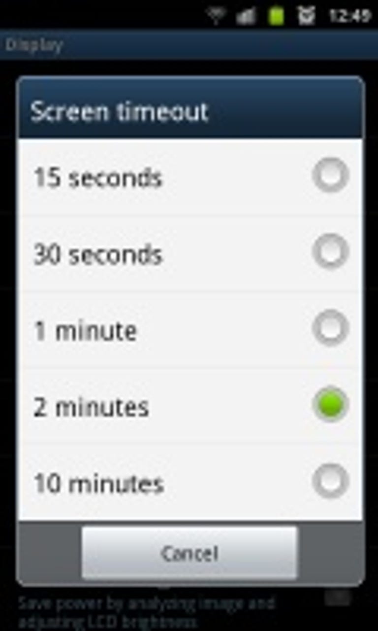 Android battery-saving tips - screen timeout