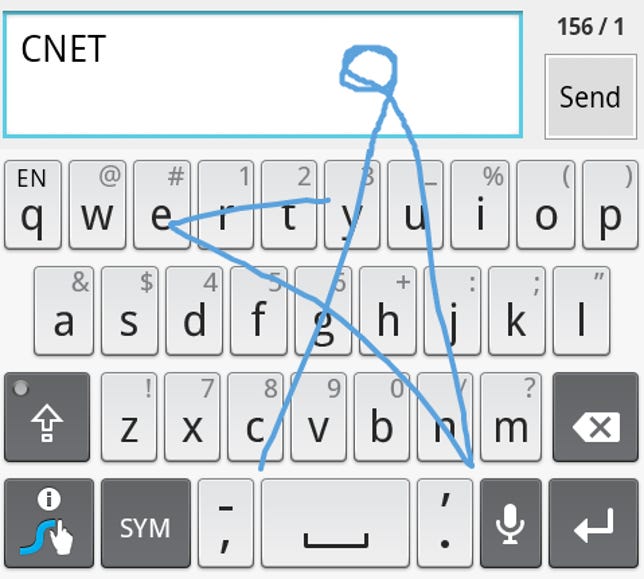 Swype ALL CAPS by looping above the keyboard.