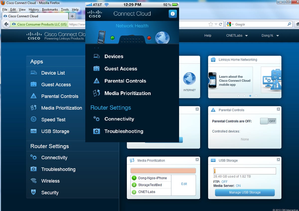 The mobile app and Web version of Cisco Connect Cloud have a similar look and feel. The Web version has more in-depth access, however.