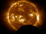 <p>NOAA's Goes-16 weather satellite can also safely stare at the sun. It witnessed a partial solar eclipse on April 30, 2022.</p>