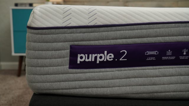 The Purple Hybrid mattress in a queen size on an adjustable bed frame