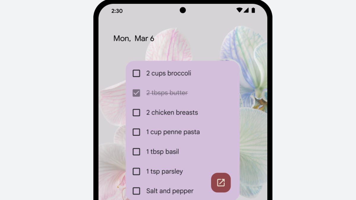Android phone screen featuring to-do list