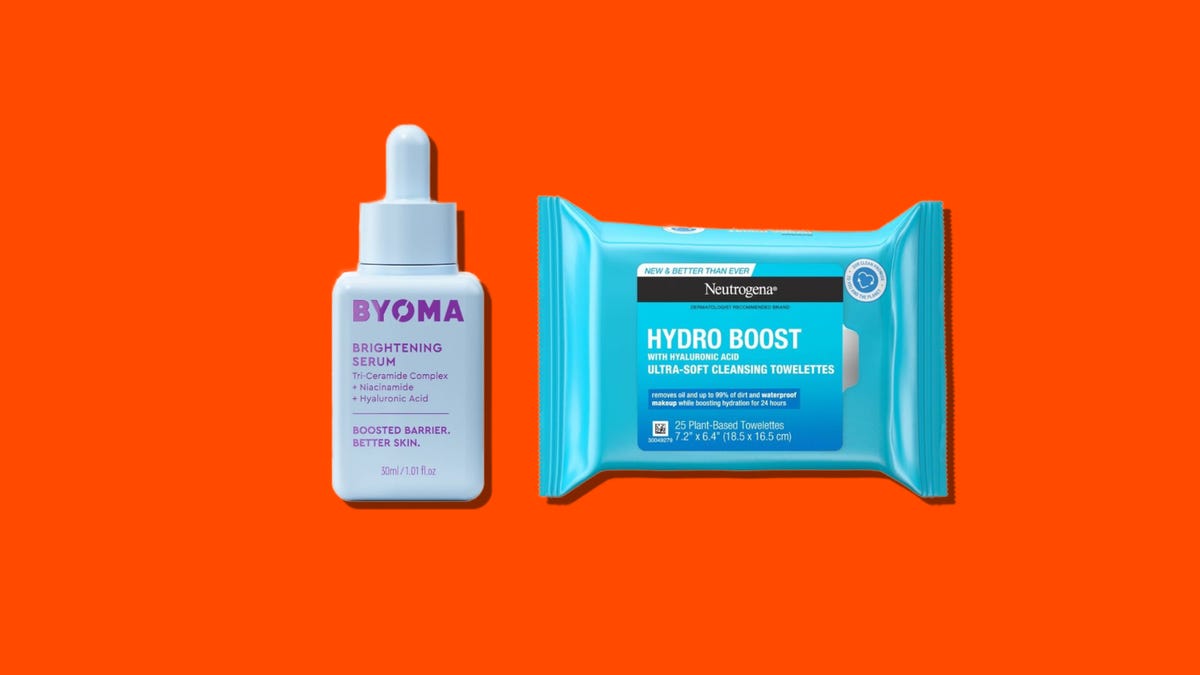 Byoma serum next to Neutrogena hydro boost wipes
