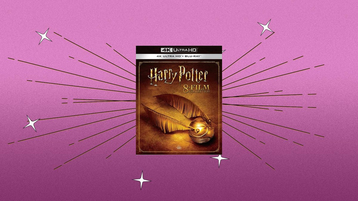 The Harry Potter 8-film 4K collection against a purple background.