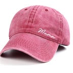 mama hat in pinkish red