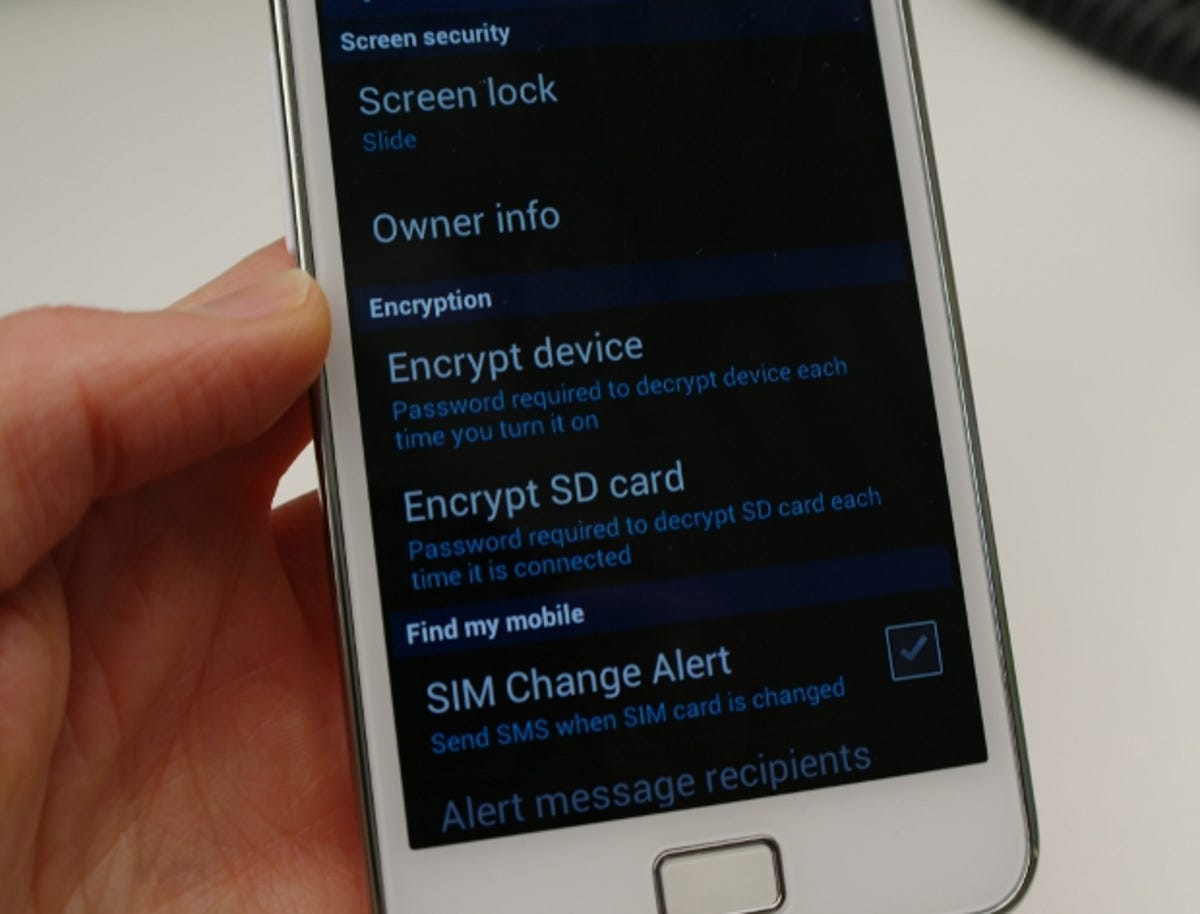 Samsung Galaxy S2 ICS encryption
