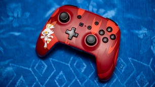 The PowerA Enhanced Wireless Controller on a blue background