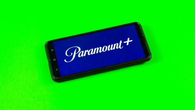 The Paramount Plus logo on a smartphone screen