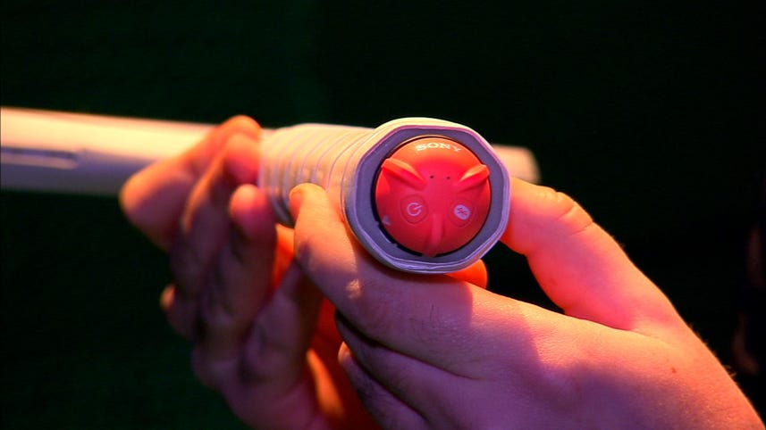 Sony swings a prototype Tennis Sensor toward CES 2014