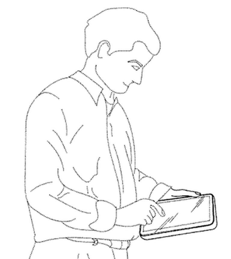 A drawing of what a tablet looks like in action in Apple's '889 design patent.