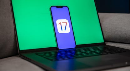 Apple iOS 17 mobile operating system logo