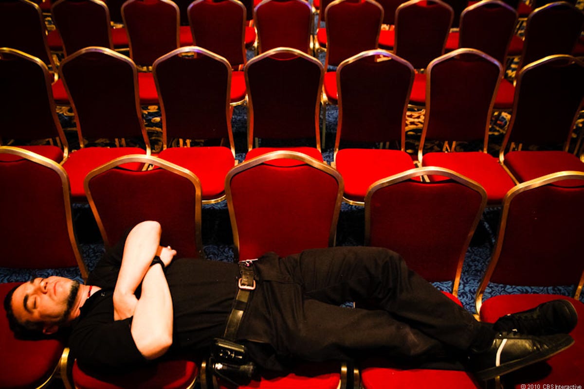 It's non-stop action at CES 2011, and the bombardment of press conferences and keynotes means you catch a wink of sleep whenever--and wherever--possible.