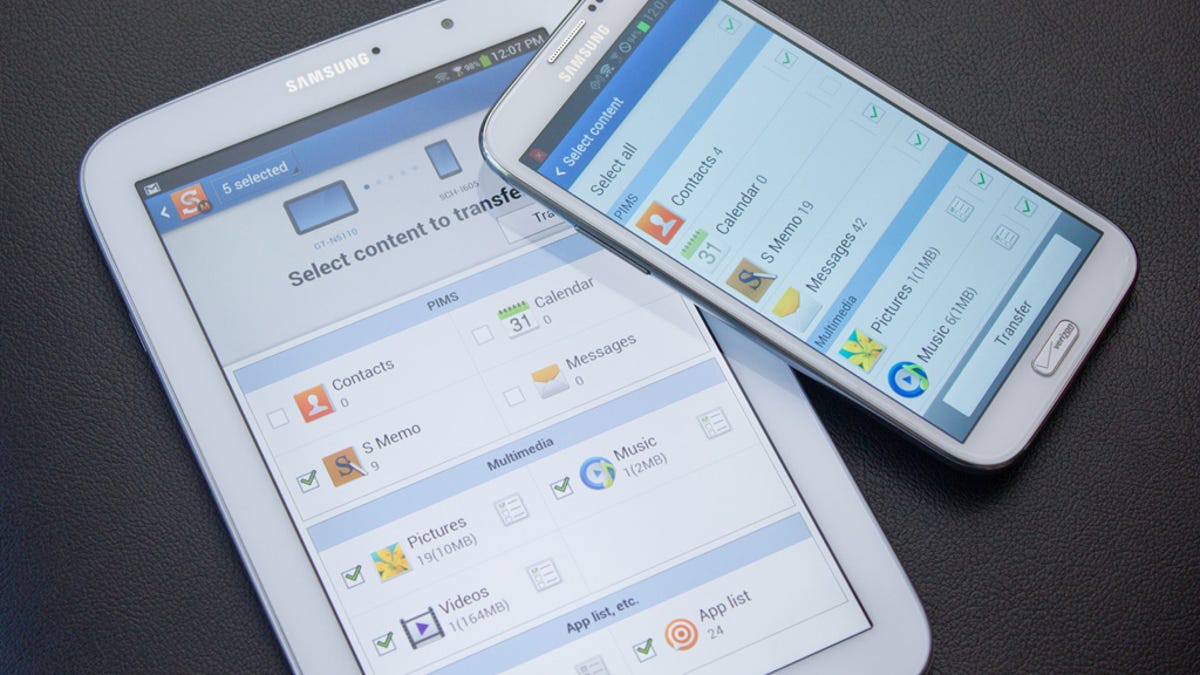 Samsung Note 8.0 and Note 2 with Smart Switch Mobile