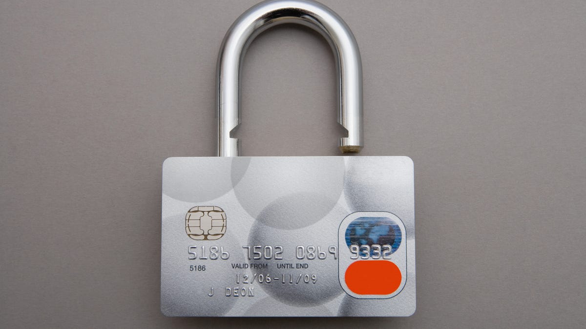 gray credit card with a lock on top