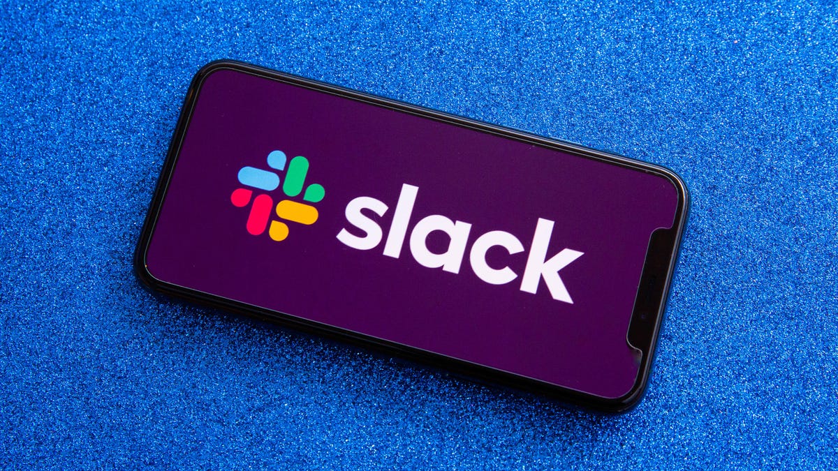 Slack app logo on a phone screen