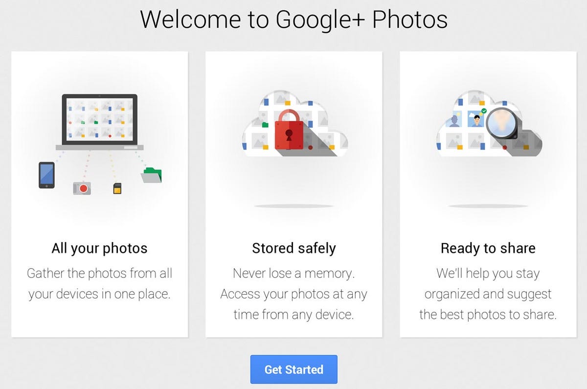 A splash screen for Google's new photo app both promotes and explains the new software for Chrome OS.