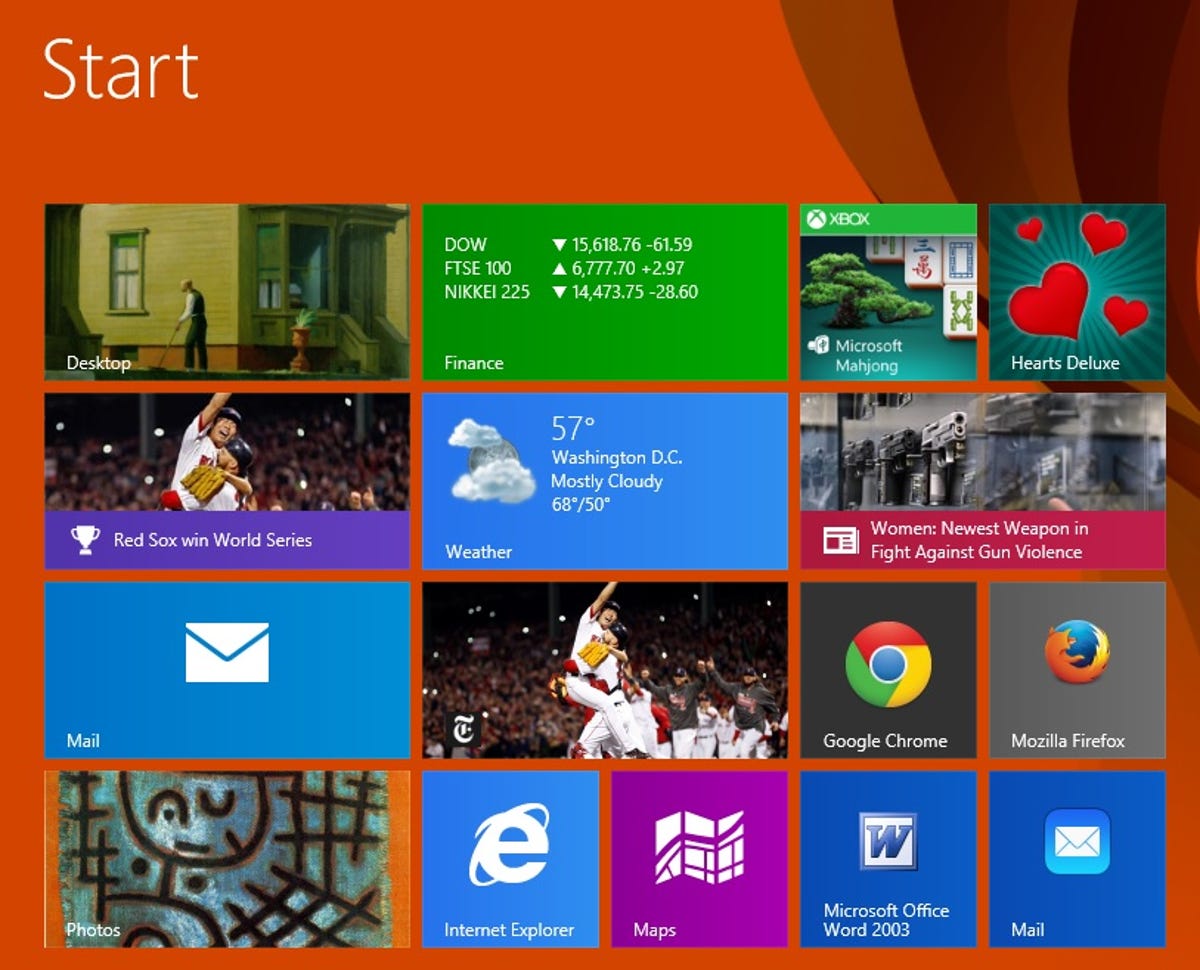 Microsoft Windows 8.1 start screen