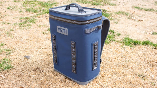a blue backpack cooler 