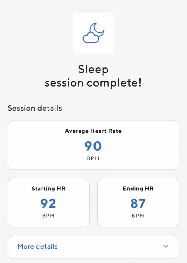 the SleepGoggles' Sleep mode's hear rate monitor