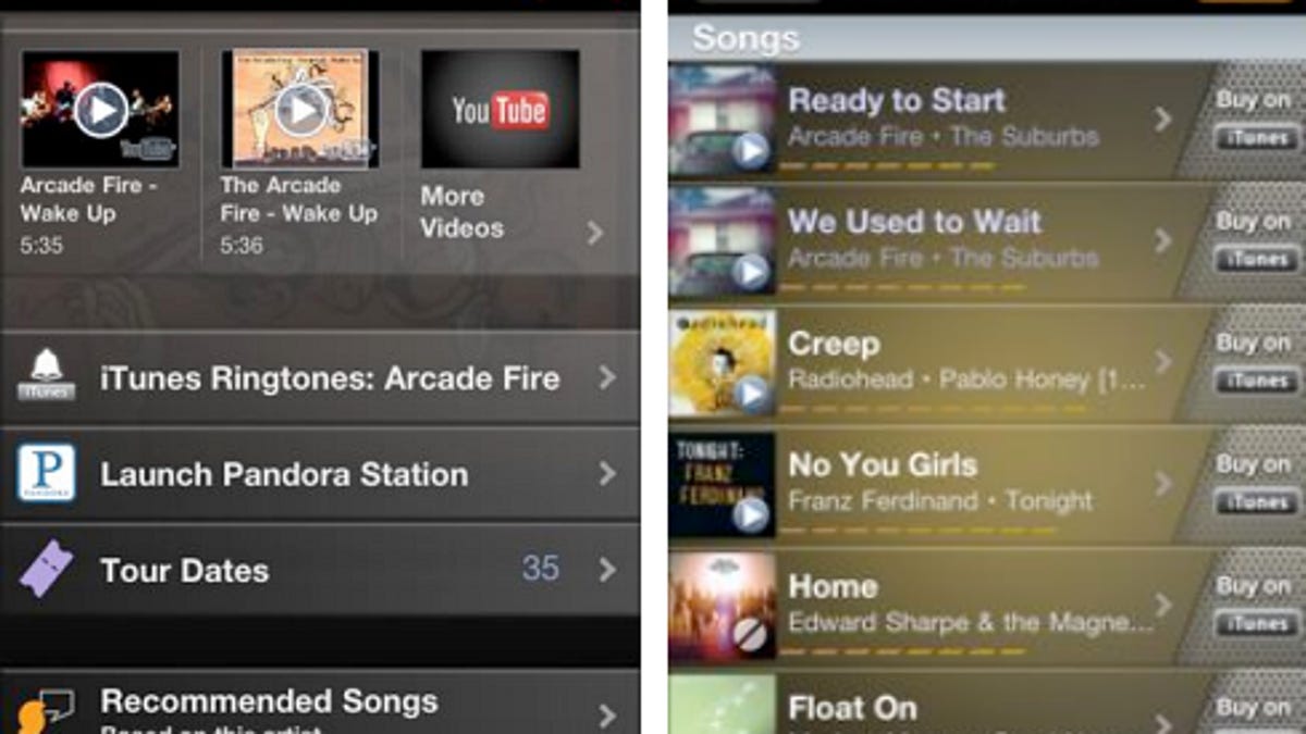 SoundHound Inifinity for iPhone picks up recommendations.