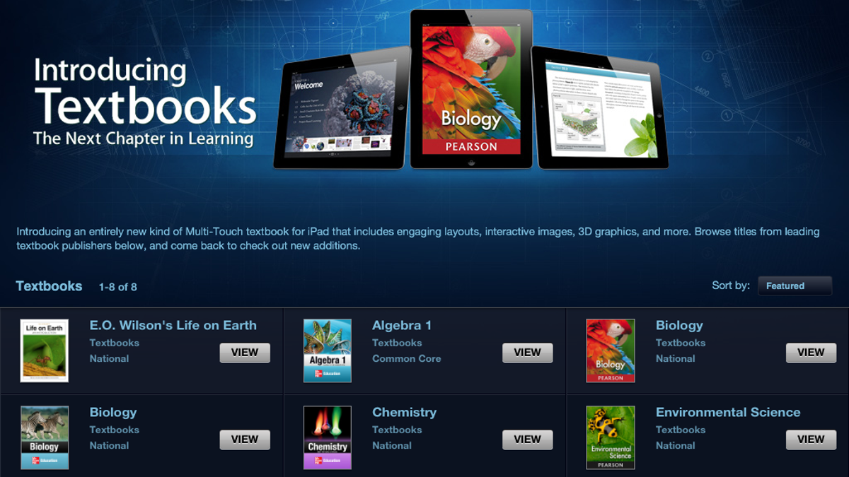 Apple&apos;s new textbook offerings in the iBookstore.