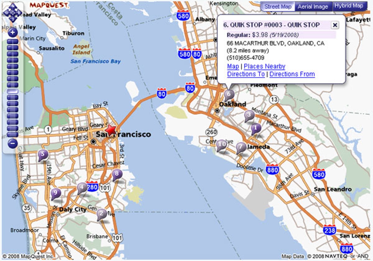 MapQuest Gas Prices San Francisco