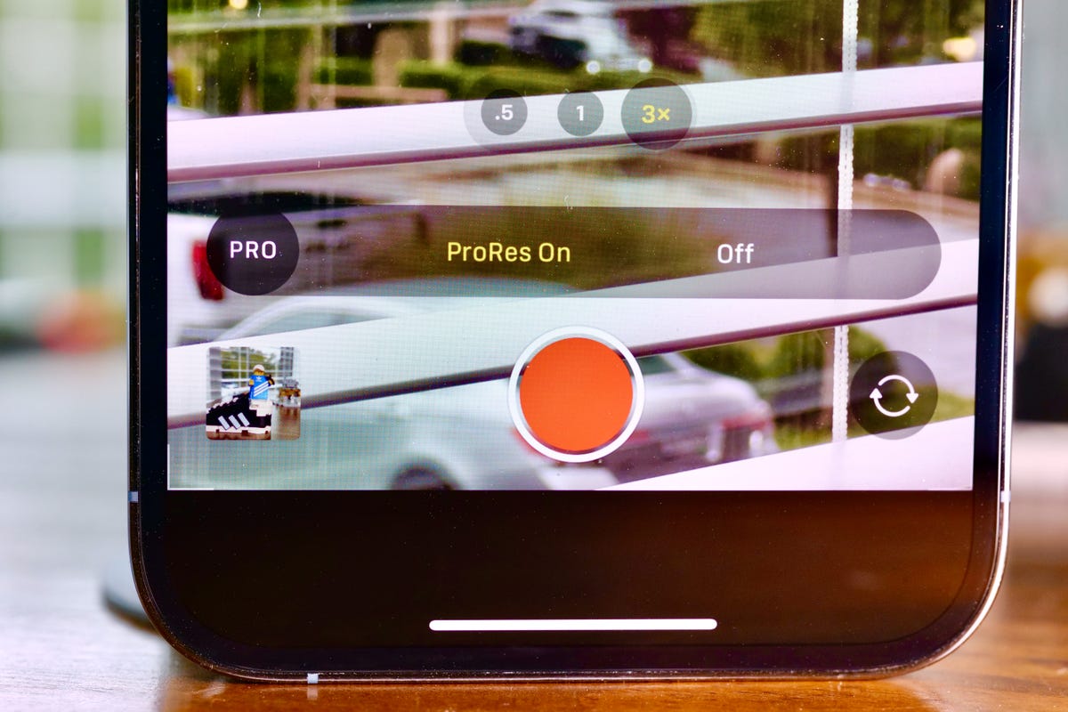 A alternância do Apple ProRes aparece na tela do iPhone 13 Pro