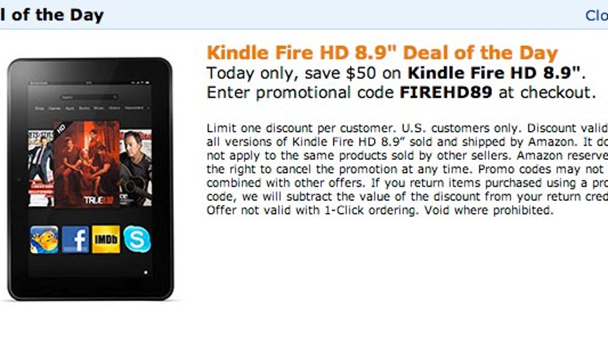Amazon's Kindle Fire HD is $50 cheaper today only.
