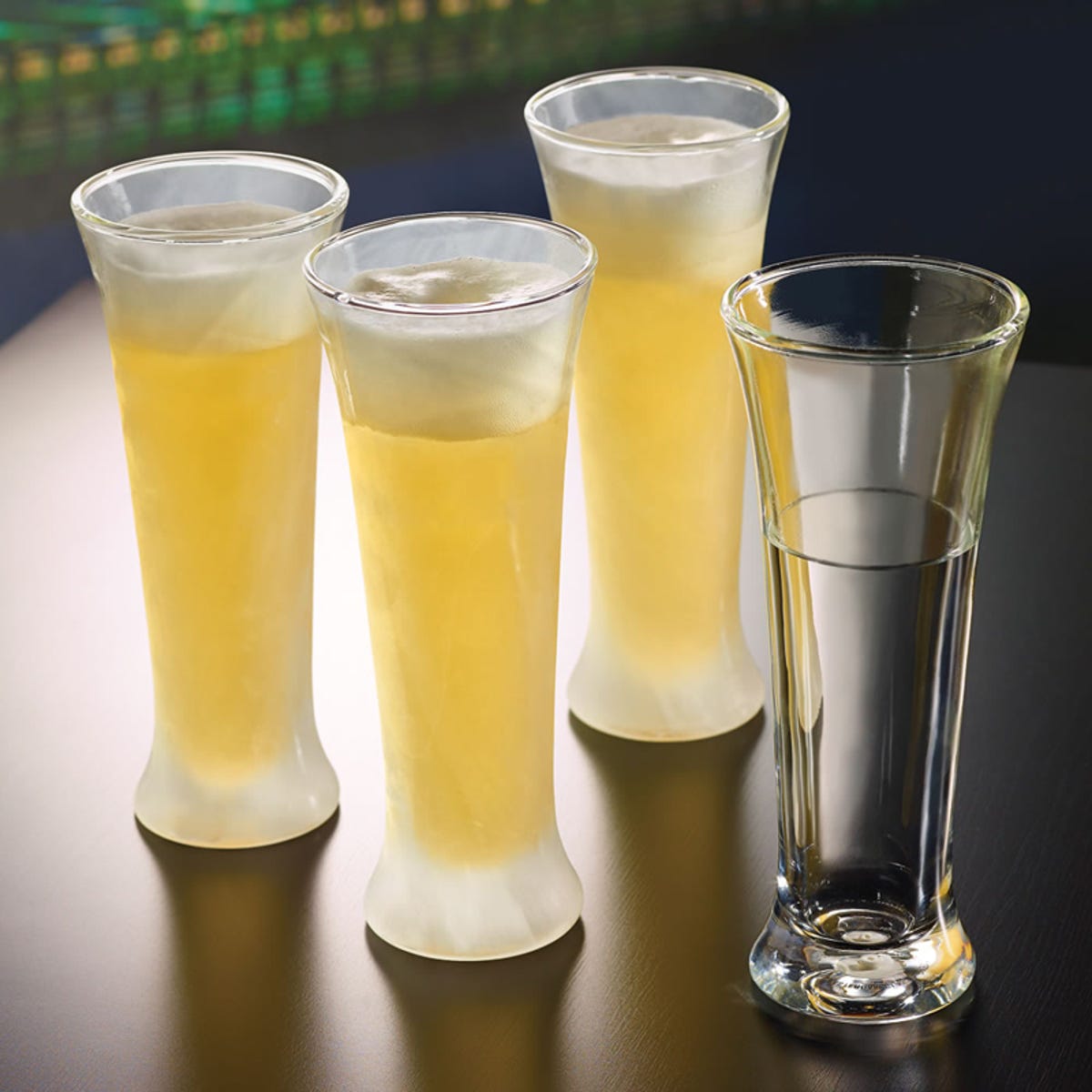 The Chill Maintaining Pilsner Glasses are a practical item available from Hammacher Schlemmer.
